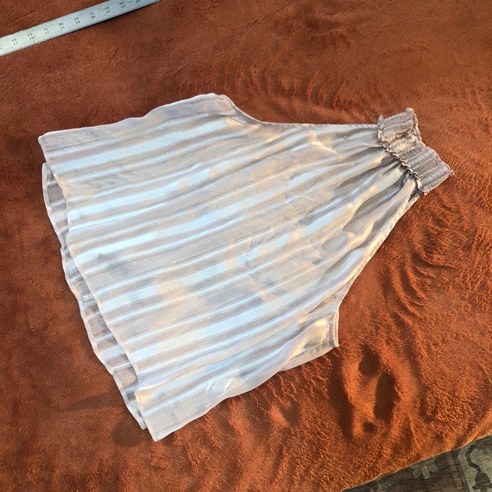 Forever 21 Metallic Cream Textured Top Sleeveless, Halter, Sheer, Medium